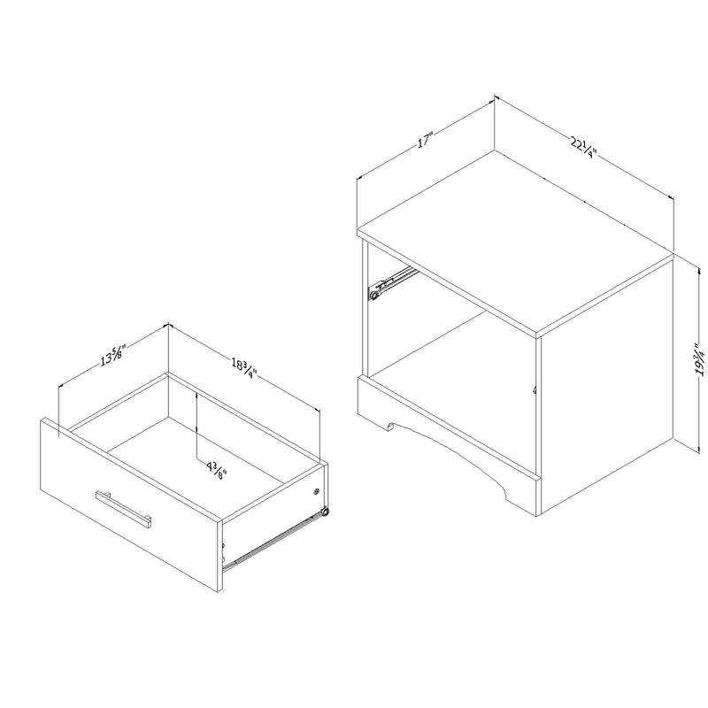 Table de chevet 1 tiroir Gramercy - Blanc solide