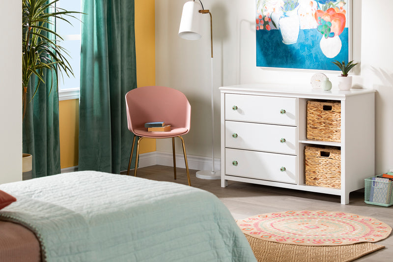 Commode 3 tiroirs avec paniers Balka - Blanc solide