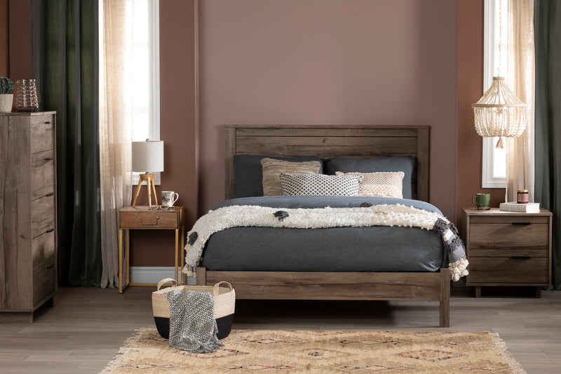 Lit plateforme double 54" Fynn - Chêne d'automne