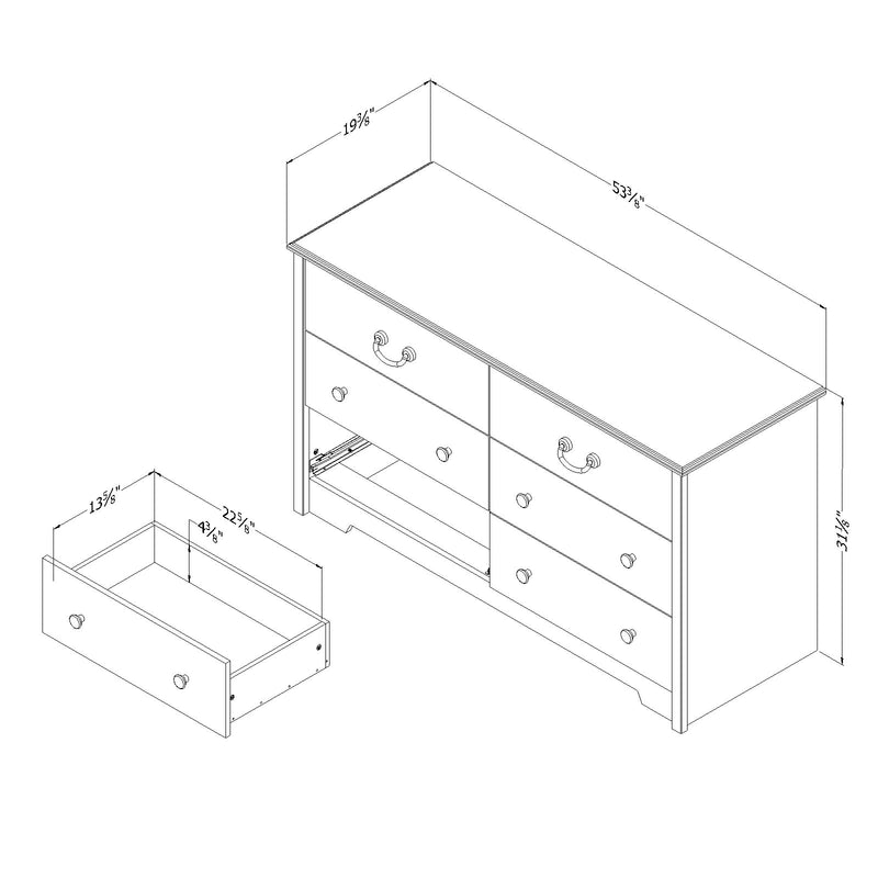 Bureau double 6 tiroirs Aviron - Myrtille