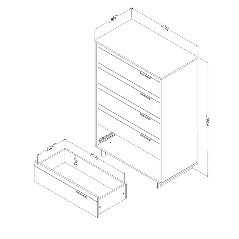 Commode 5 tiroirs Fynn - Chêne rustique