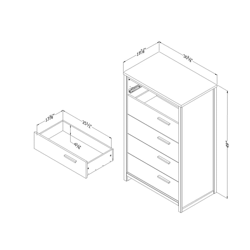 Commode 5 tiroirs Tao - Noyer naturel