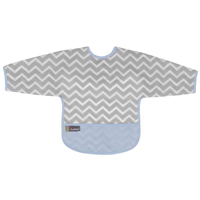 Waterproof bib with sleeve - Blue herringbone