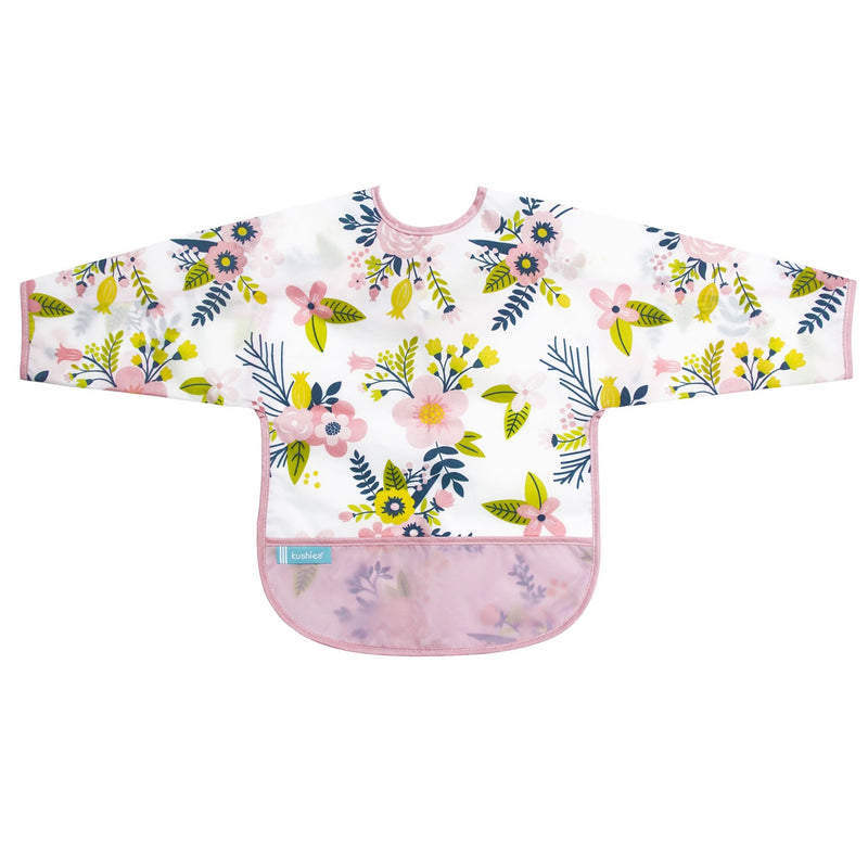 Waterproof bib with sleeve - Garden flowers