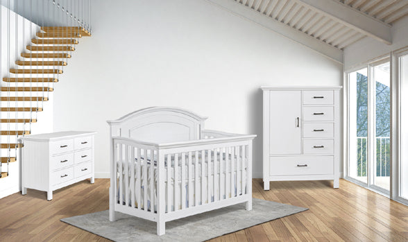 Como forever crib and double dresser Vintage White