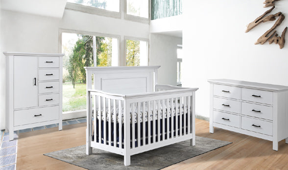 Como Flat Top Forever crib and double dresser Vintage White