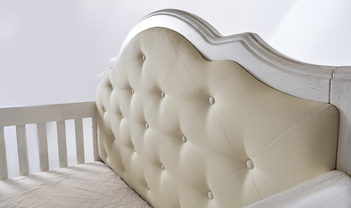 Crib and Double Dresser Cristallo Vintage White with Cream Fabric Pannel Pali
