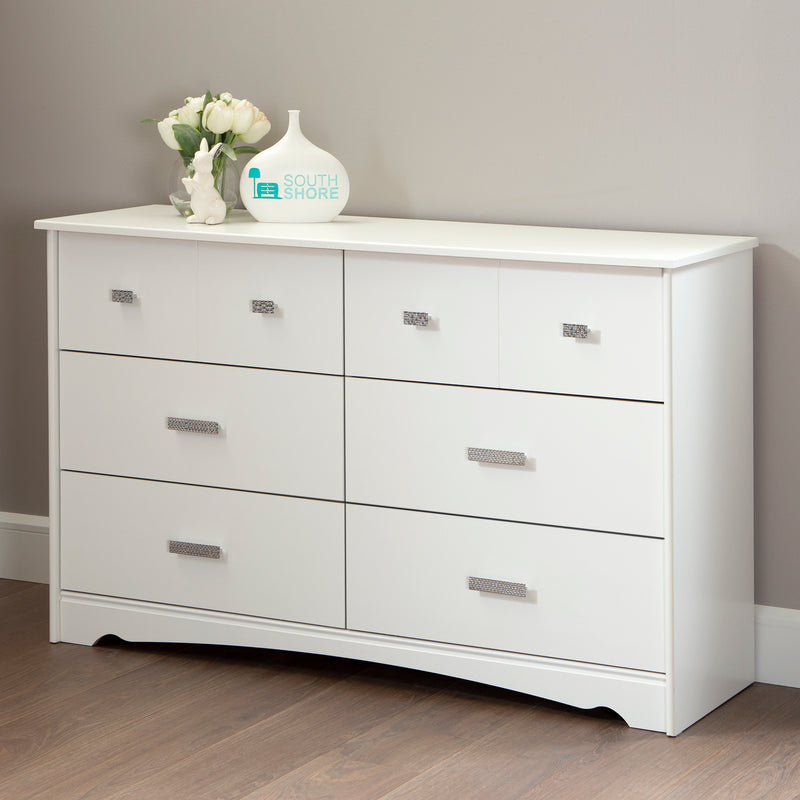 Bureau double 6 tiroirs Tiara -Blanc solide
