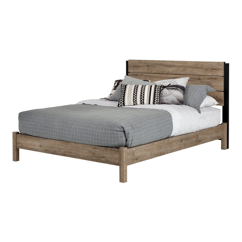 Platform Bed Set Double 54'' Munich Weathered Oak and Matte Black 