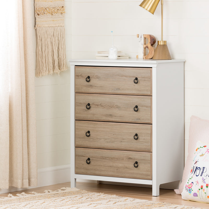 4-Drawer Chest  Catimini Pure White and Rustic Oak 10625