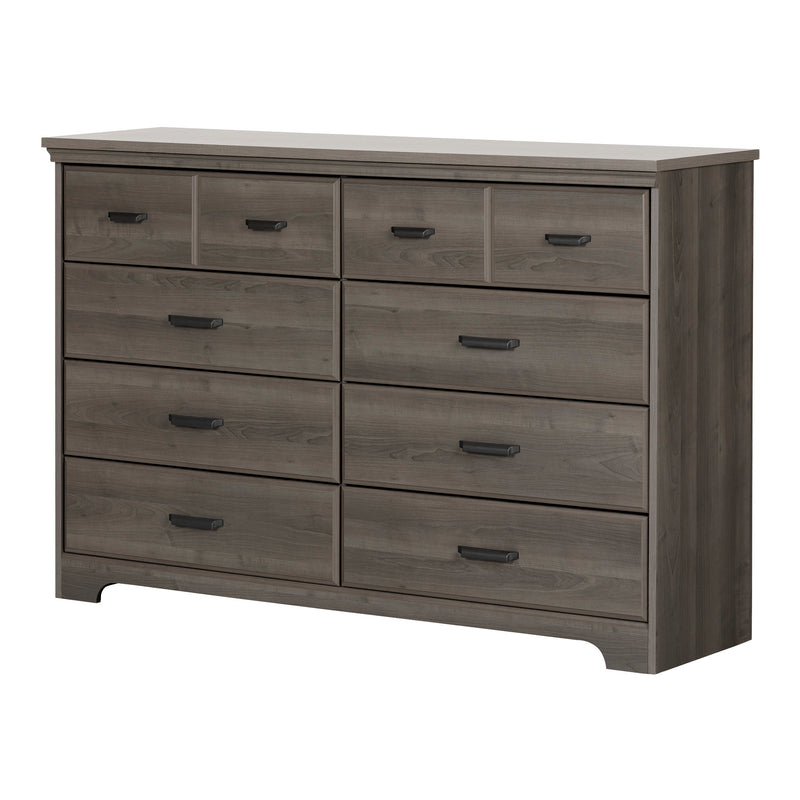 Bureau double 8 tiroirs Versa - Érable cendré