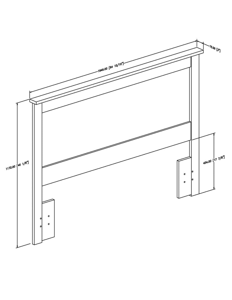 Tête de lit double/queen 54"/60" Vito-Noir solide
