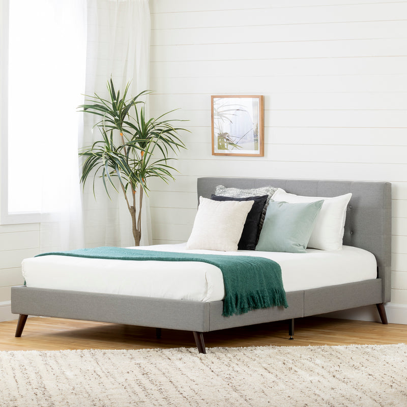 Fusion - Queen Upholstered Full Bed - Light Gray