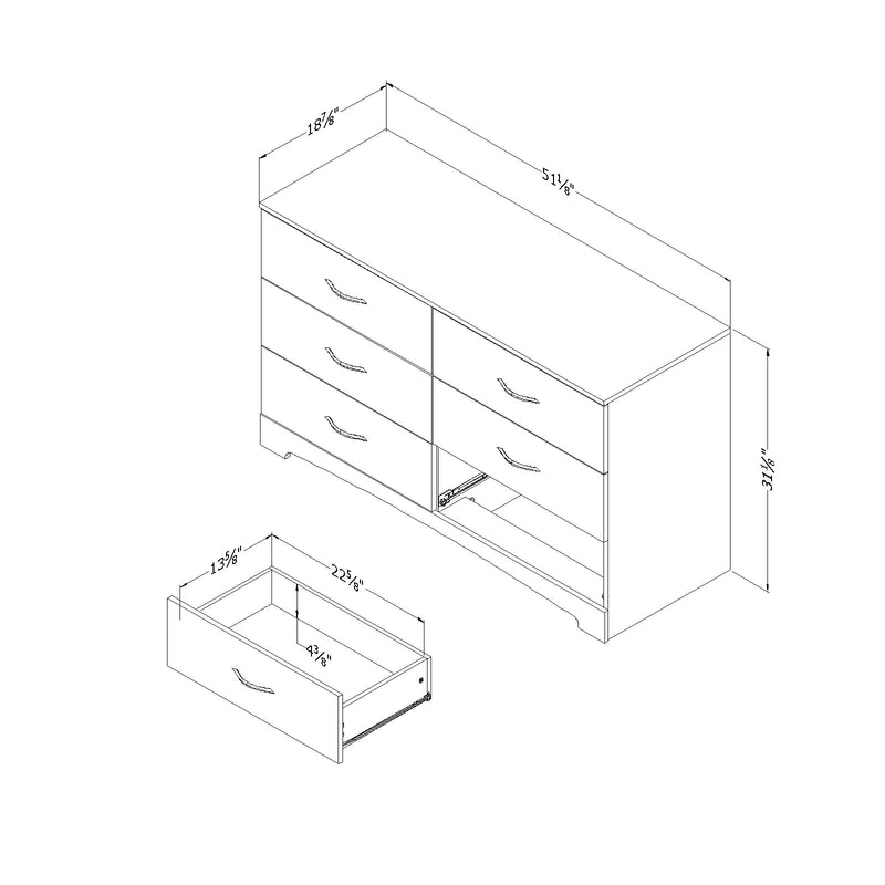 Bureau double 6 tiroirs Step One - Blanc solide