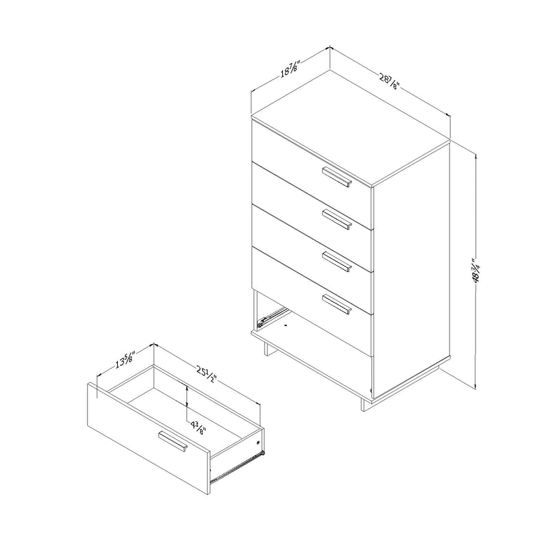 Commode 5 tiroirs Cavalleri - Érable cendré