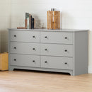 Bureau double 6 tiroirs Vito-Gris clair
