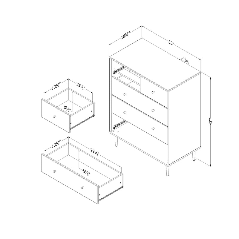 Commode 5 tiroirs Dylane - Blanc solide