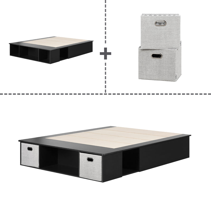 Lit avec rangement queen 60" Vito - Noir solide