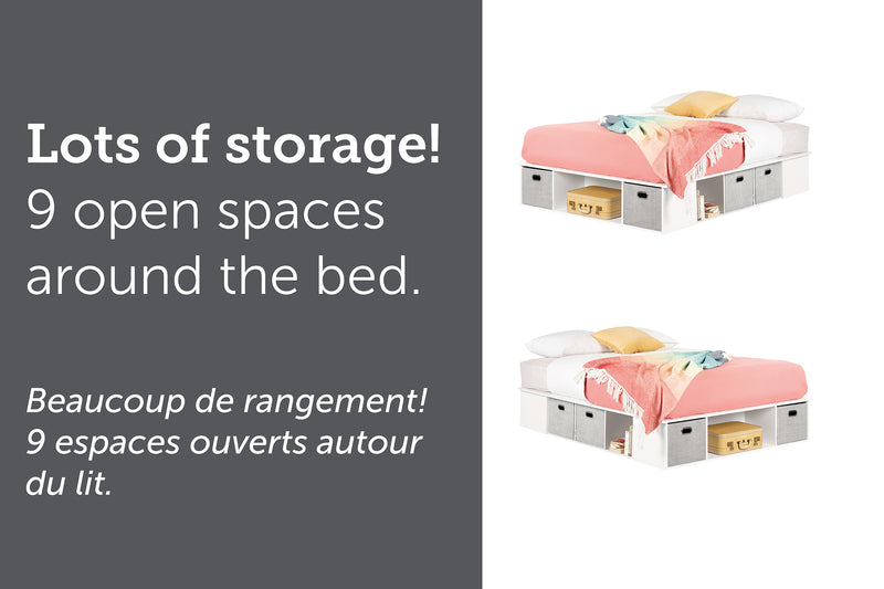Lit plateforme avec paniers queen 60" Flexible - Blanc solide