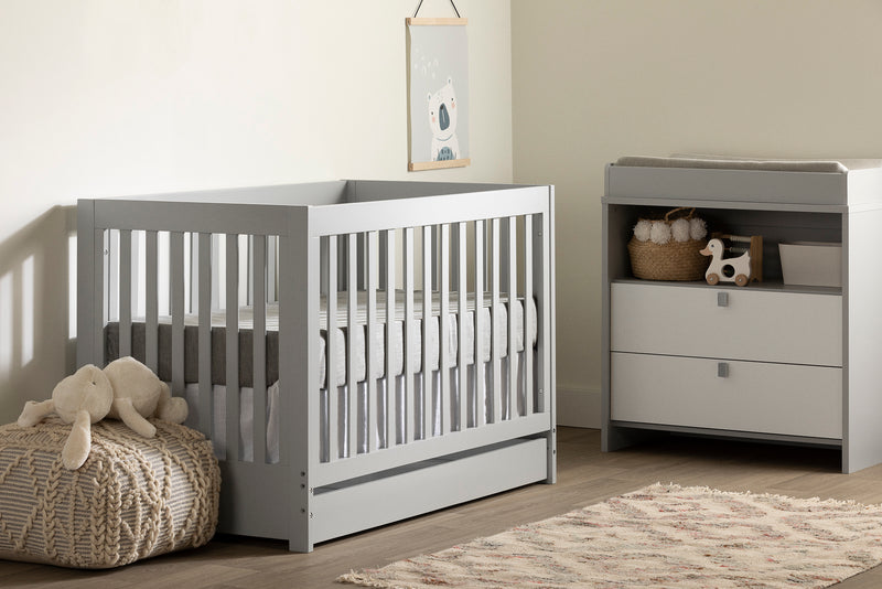 Crib with Drawer  Cookie Soft Gray 12310