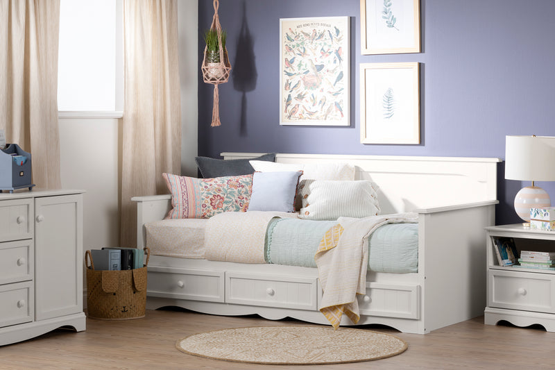 Lit de jour avec rangement simple 39" Savannah - Blanc solide