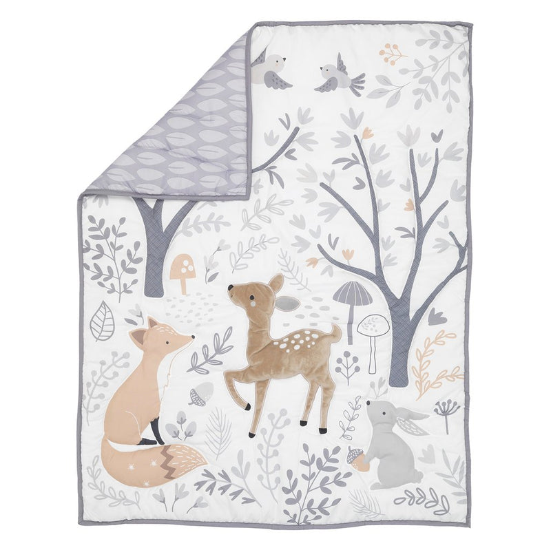 Woodland Deer Park 3 Piece Crib Bedding Set - Gray