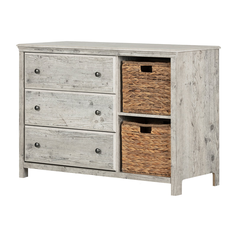 Cotton Candy - 3 Drawer Chest with Baskets -- Seaside Pine