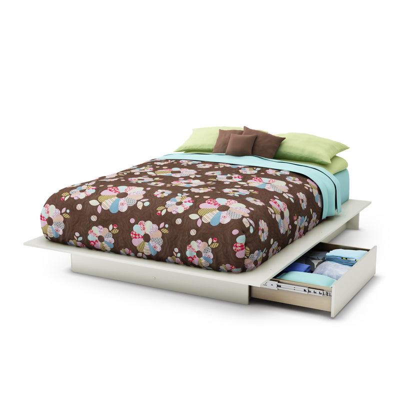 Gramercy Double / Queen Platform Bed with Drawers - White