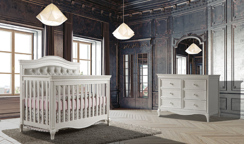 Crib and Double Dresser Dimante Vintage White/Grey vinyl