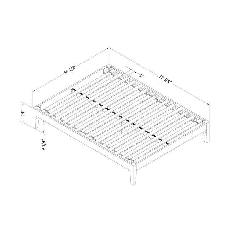 Base de lit double 54" Vito - Blanc solide