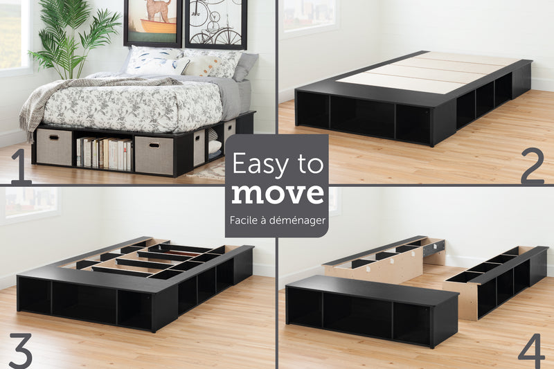 Lit plateforme avec paniers king 78" Flexible - Chêne noir