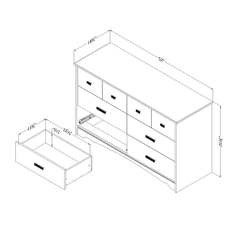 Bureau double 6 tiroirs Tiara -Blanc solide