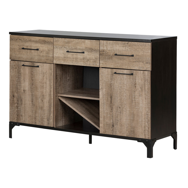 Buffet with Wine Storage  Valet Weathered Oak and Ebony 10710
