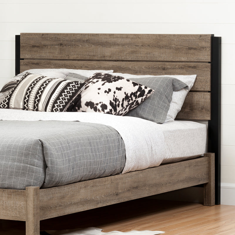 Munich Industrial Headboard Aged oak and matt black 10494