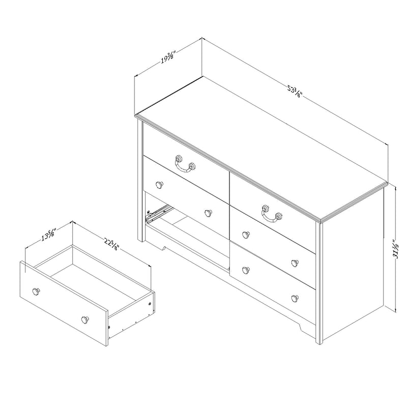 Bureau double 6 tiroirs Aviron - Pin bord de mer