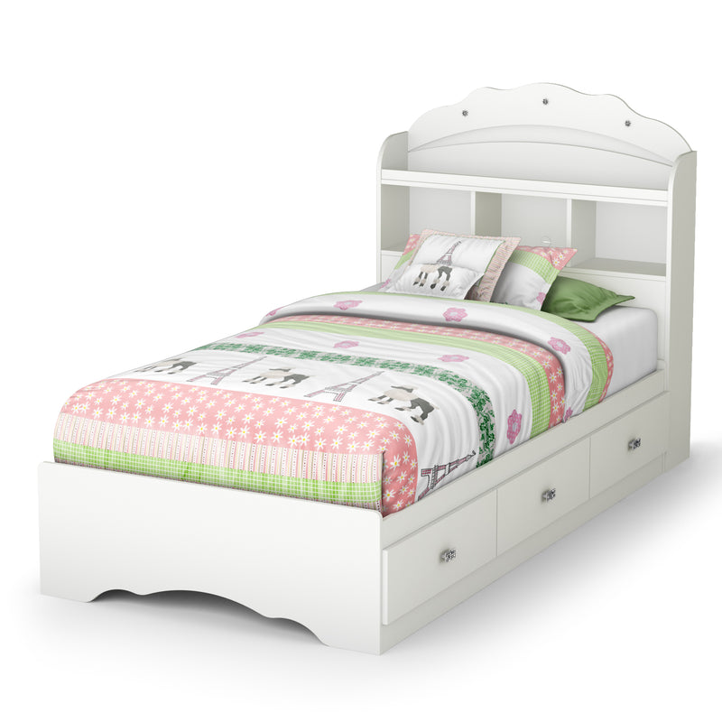 Ensemble lit matelot avec tête de lit bibliothèque simple 39" Tiara - Blanc solide