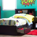 Ensemble lit matelot avec tête de lit bibliothèque simple 39" Vito - Noir solide