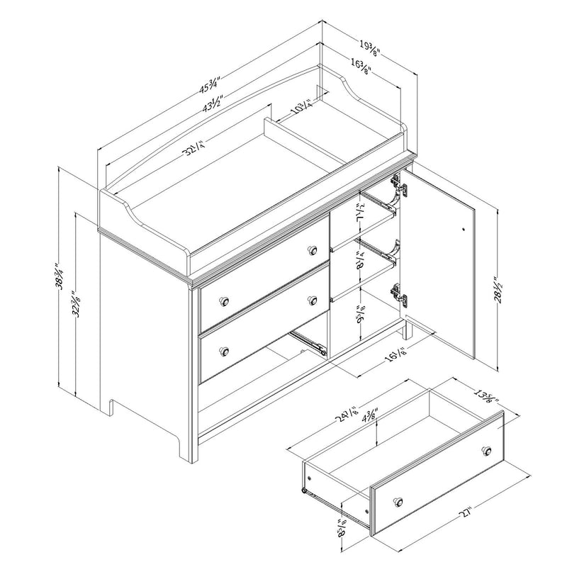 Cotton Candy Changing Table with Surround -- Pure White