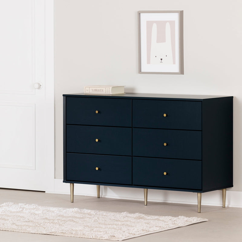 Bureau double 6 tiroirs Dylane - Bleu marin