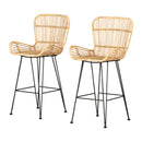 Lot de 2 tabourets en rotin avec accoudoirs Balka - Rotin et noir