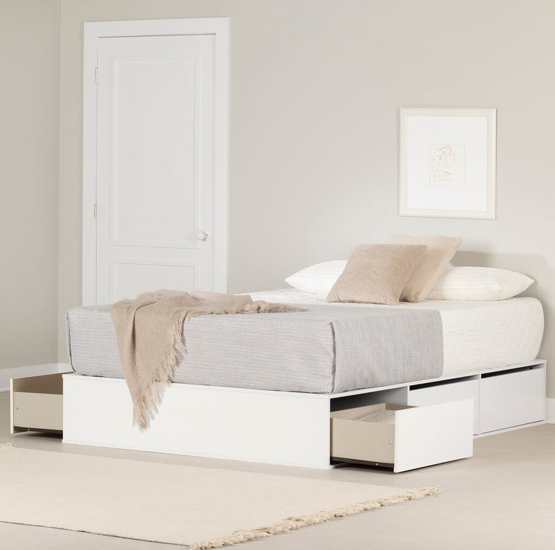 Queen Fusion 6-Drawer Platform Bed - White