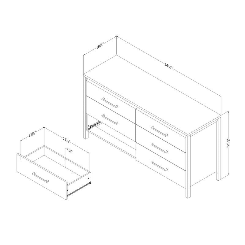 6-Drawer Double Dresser  Gravity Gray Maple 9036010