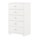 Commode 5 tiroirs Fusion - Blanc solide