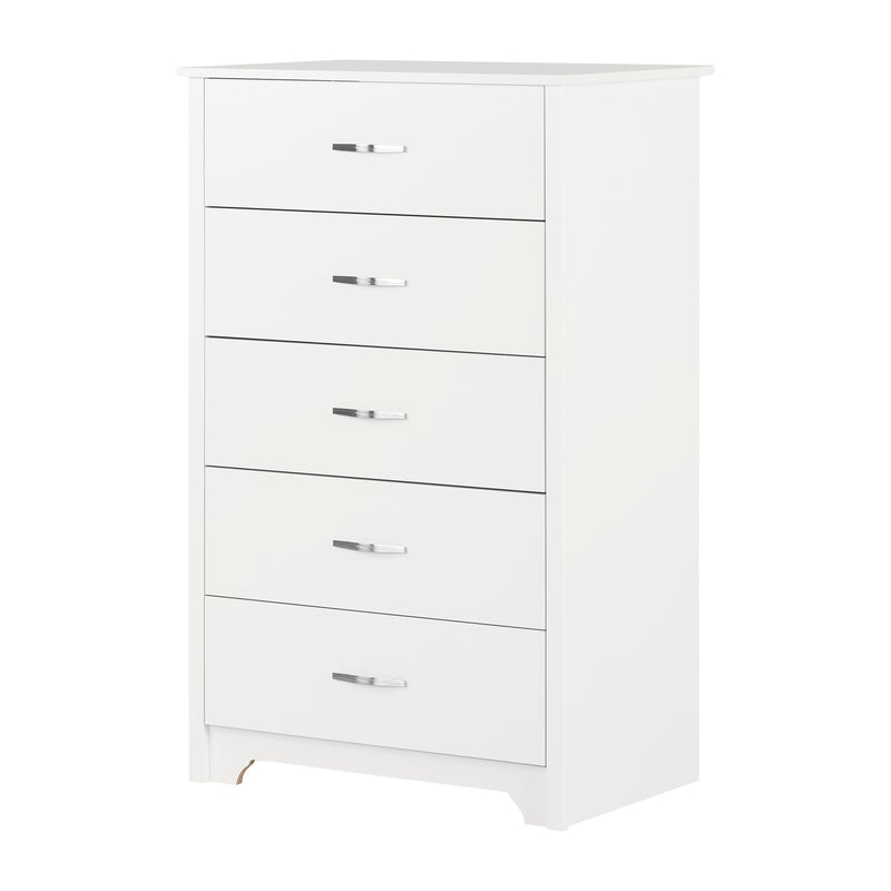 Commode 5 tiroirs Fusion - Blanc solide
