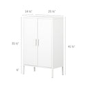 Meuble de rangement avec 2 portes en métal Crea-Blanc solide