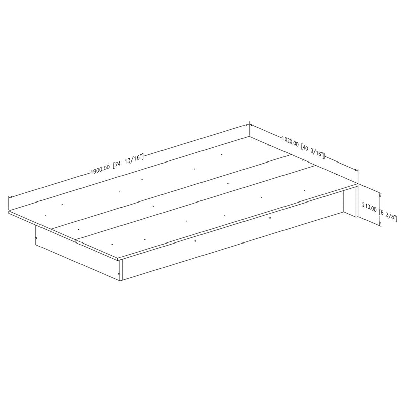 Lit plateforme simple 39" Libra - Chêne gris