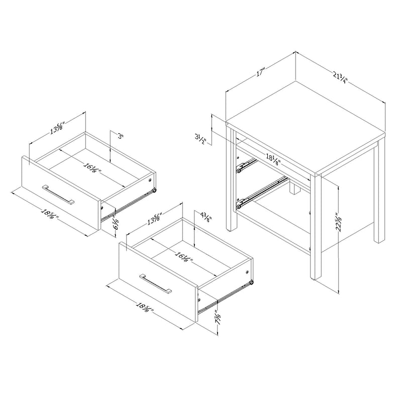 Table de chevet Gravity-Érable cendré