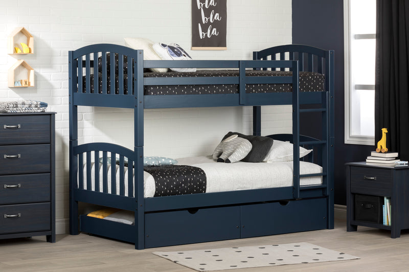 Lit superposé en bois massif avec tiroirs de rangement 39"/39" Ulysses - Myrtille