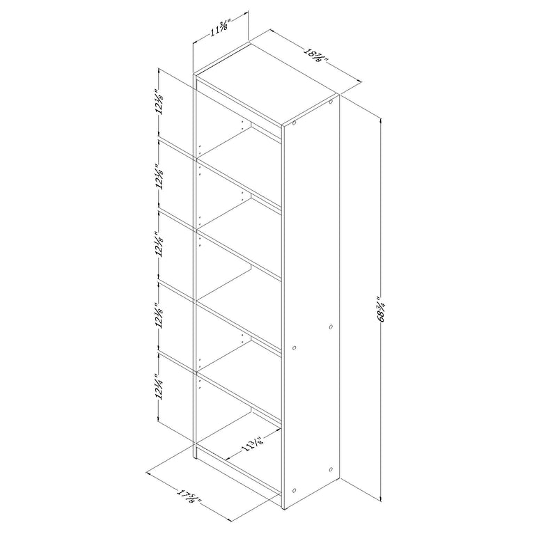 Axess - 5-Shelf Narrow Bookcase - Myrtille