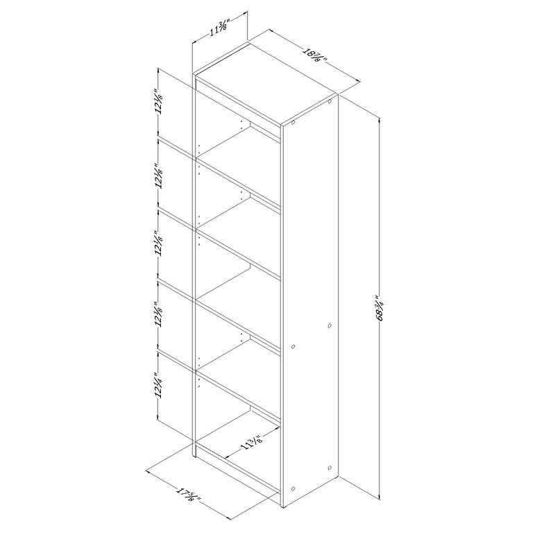 Axess - 5-Shelf Narrow Bookcase - Myrtille